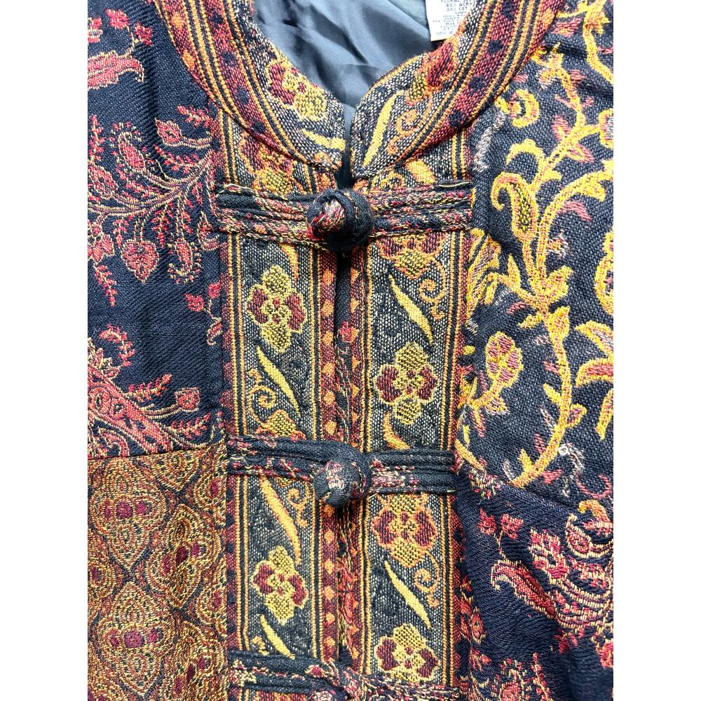 White Stag Blazer Tapestry Jacket Size XL Paisley Patchwork Frog Boho Eclectic - Picture 4 of 6
